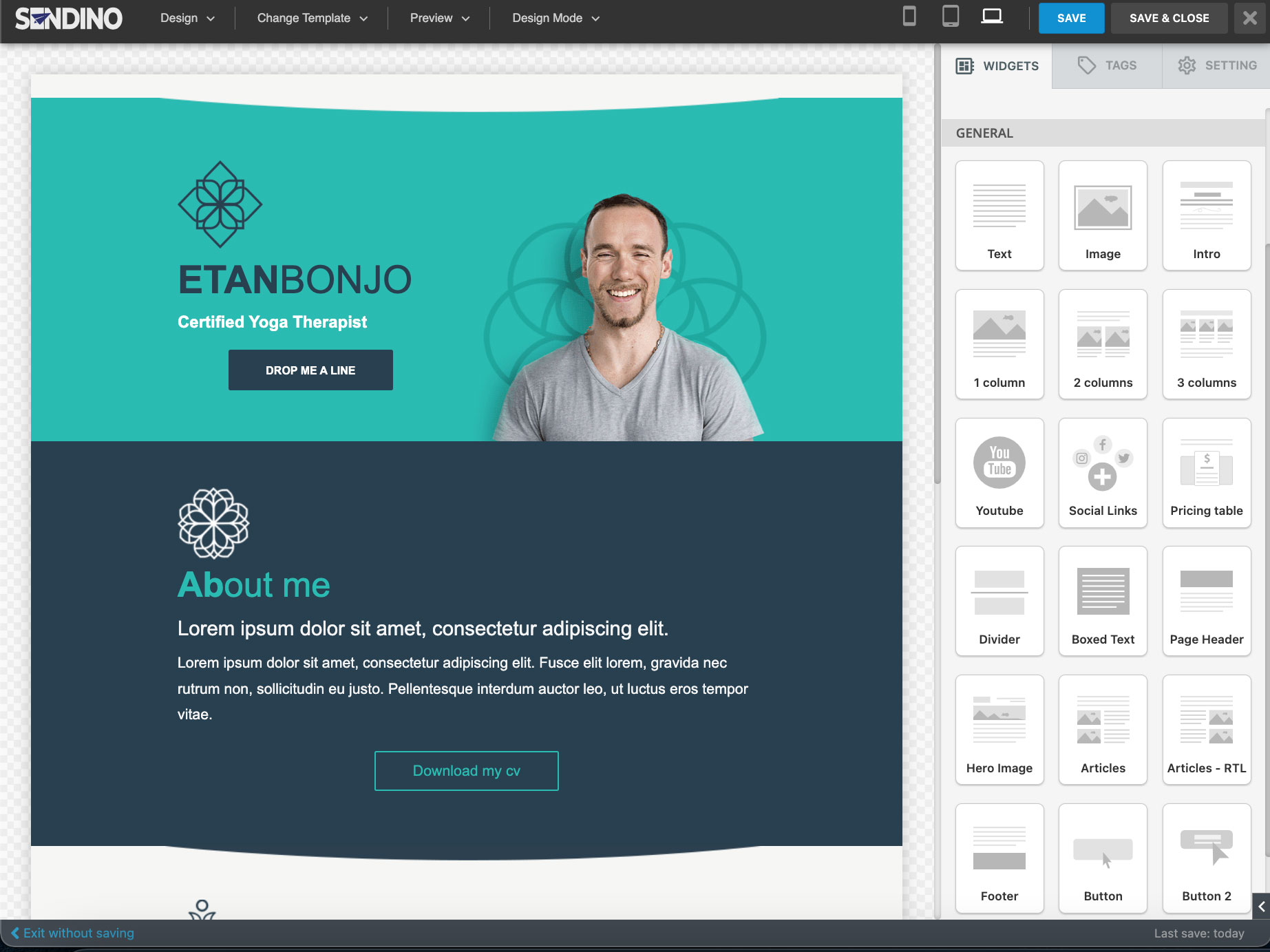 email marketing sendino - builder pro